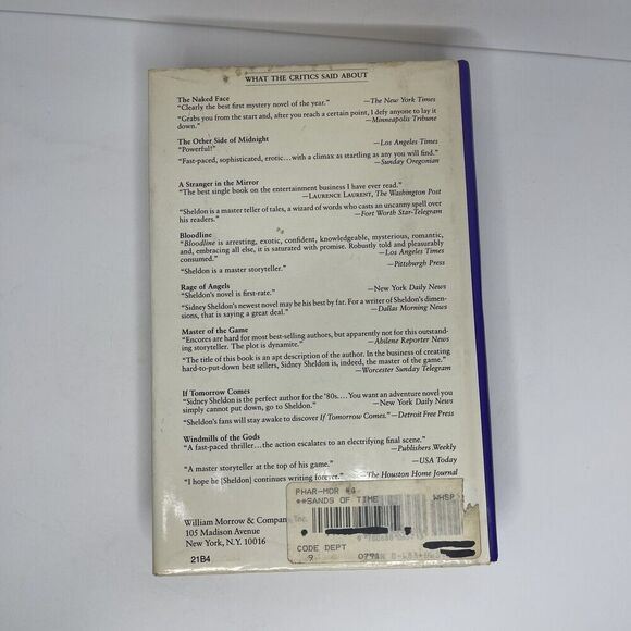 The Sands of Time Hardcover By Sheldon Sidney 1988 First Edition - Picture 3 of 8